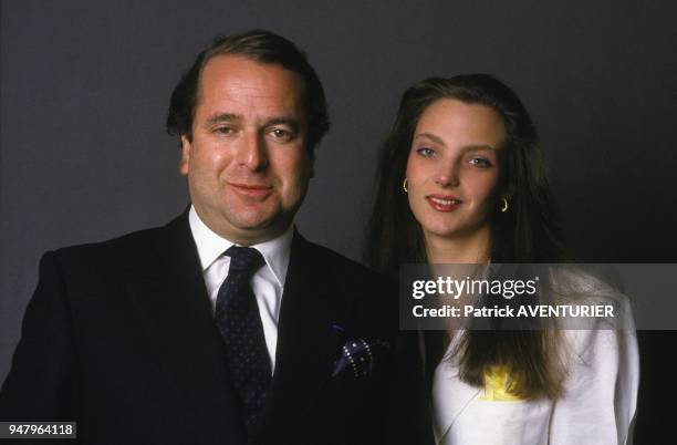 Author Paul Loup Sulitzer and wife Alexandra portrait session on May 16, 1987 in France.