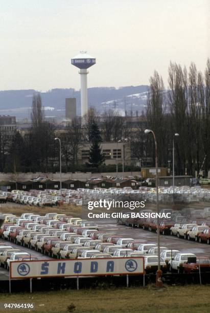 Skoda plant in Mlada Bolelav in February 1990 in Mlada Boleslav, Czech Republic.