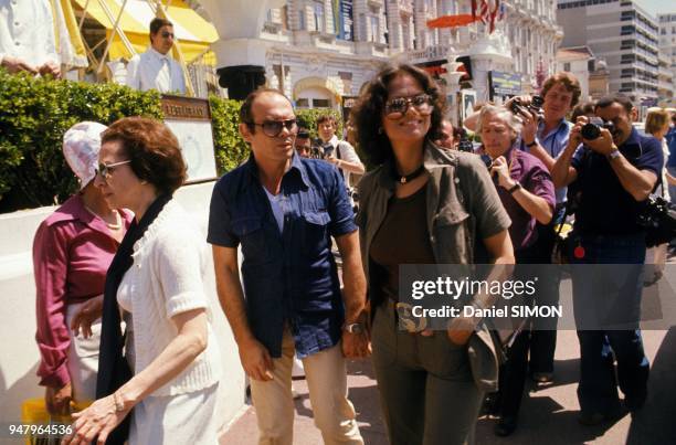 Claudia Cardinale and friend Italian director Pasquale Squitieri at Festival International du Film in May 1976 in Cannes, France.