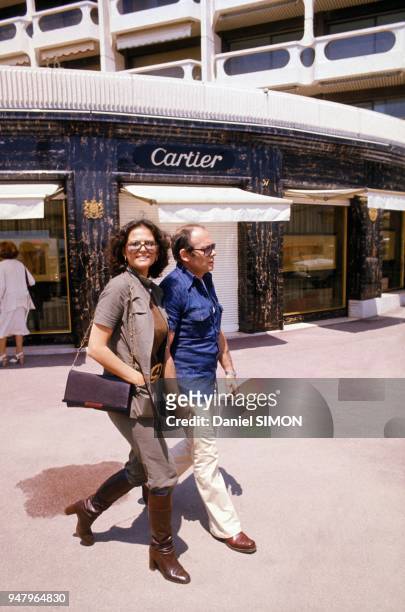 Claudia Cardinale and friend Italian director Pasquale Squitieri at Festival International du Film in May 1976 in Cannes, France.