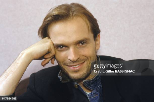 Photo session of Miguel Bose, a Spanish-Italian musician and actor, on October 5, 1988 in Paris, France.