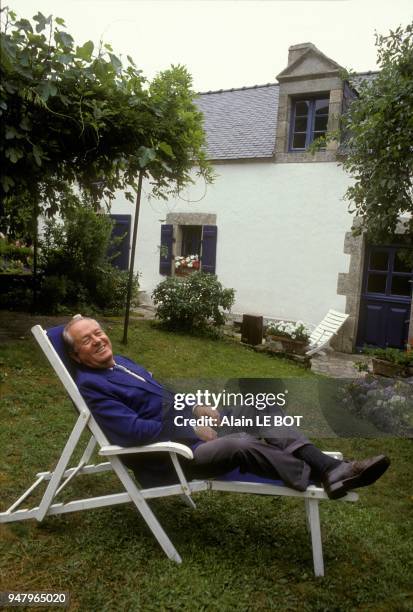 President of the Front National Jean Marie Le Pen in his Brittany property on June 6, 1990 in La Trinite Sur Mer, France.