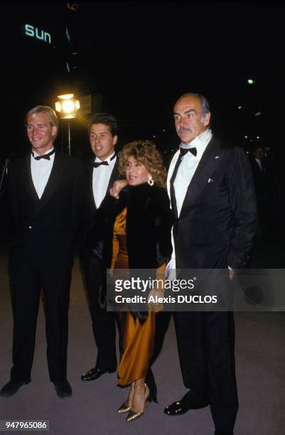 Actor Sean Connery with wife Micheline and son Jason on left arrive at Cesar ceremony on March 7, 1987 in Paris, France.