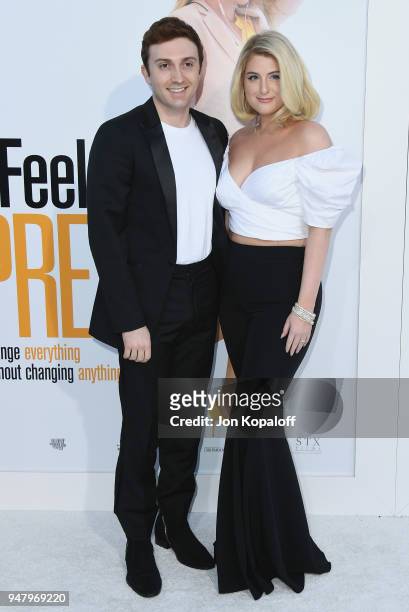 Meghan Trainor and Daryl Sabara attend the premiere of STX Films' "I Feel Pretty" at Westwood Village Theatre on April 17, 2018 in Westwood,...