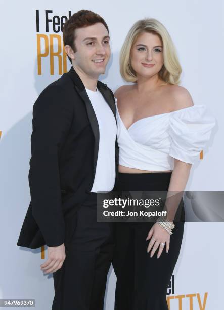 Meghan Trainor and Daryl Sabara attend the premiere of STX Films' "I Feel Pretty" at Westwood Village Theatre on April 17, 2018 in Westwood,...