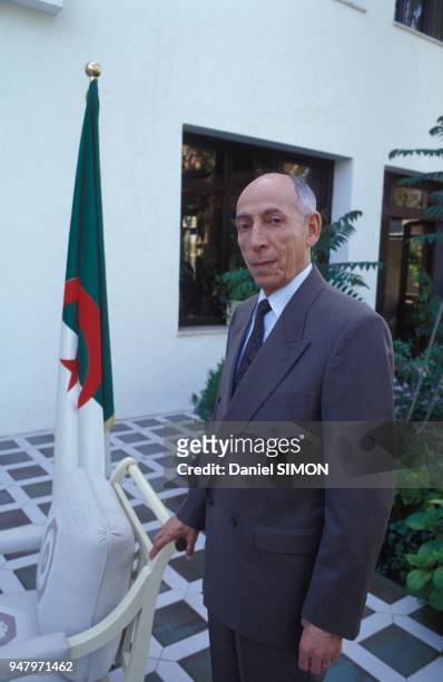 Mohamed Boudiaf, president du Haut Comite d'Etat, en charge provisoire des pouvoirs de chef de l'Etat algerien le 11 mai 1992 a Alger, Algerie.