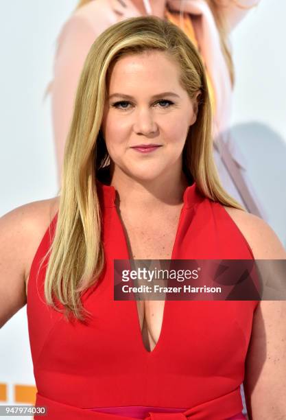 Amy Schumer atttends the Premiere Of STX Films' "I Feel Pretty" at Westwood Village Theatre on April 17, 2018 in Westwood, California.