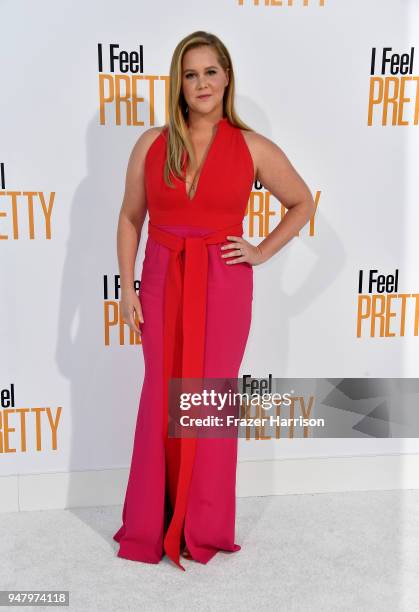 Amy Schumer atttends the Premiere Of STX Films' "I Feel Pretty" at Westwood Village Theatre on April 17, 2018 in Westwood, California.