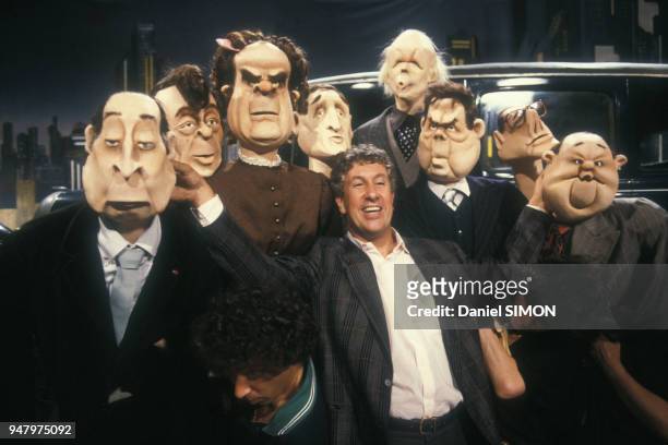 Les marionnettes politiques de l'émission de divertissement 'Collaricocoshow' de Stéphane Collaro le 11 septembre 1987 à Paris, France.