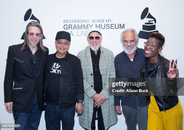 The GRAMMY Museum executive director Scott Goldman, Richard "Cheech" Marin, director Lou Adler, Tommy Chong and Curator at The GRAMMY Museum Nwaka...
