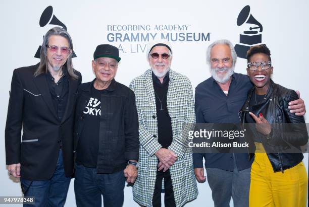 The GRAMMY Museum executive director Scott Goldman, Richard "Cheech" Marin, director Lou Adler, Tommy Chong and Curator at The GRAMMY Museum Nwaka...
