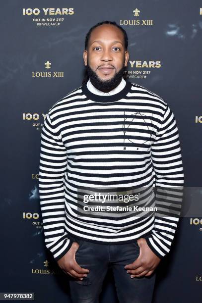 Tyrone Edwards attends LOUIS XIII Cognac Presents "100 Years" - The Song We'll Only Hear #IfWeCare - by Pharrell Williams at Goya Studios on April...