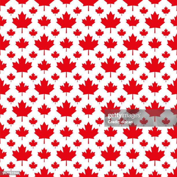canadian maple leaf symbol seamless pattern - illustration - simple leaf pattern stock illustrations