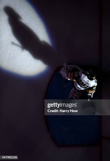 Spotlight falls on Marc-Andre Fleury of the Vegas Golden Knights before the game against the Los Angeles Kings in Game Four of the Western Conference...