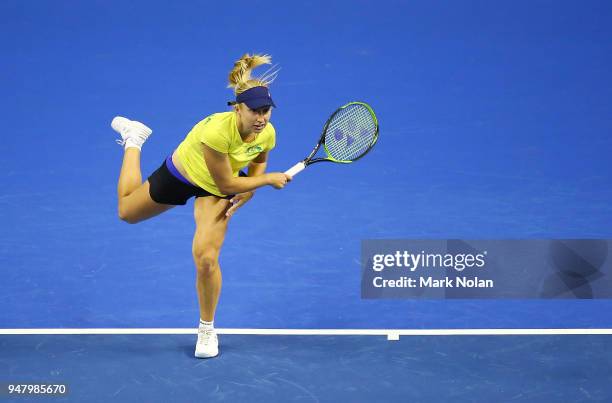 Daria Gavrilova of Australia practices during a training session ahead of the World Group Play-Off Fed Cup tie between Australia and the Netherlands...