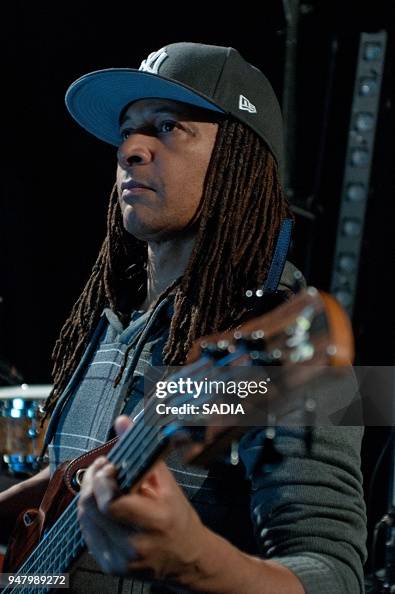 Michel Alibo performs on stage during a concert at L'Alhambra Paris ...