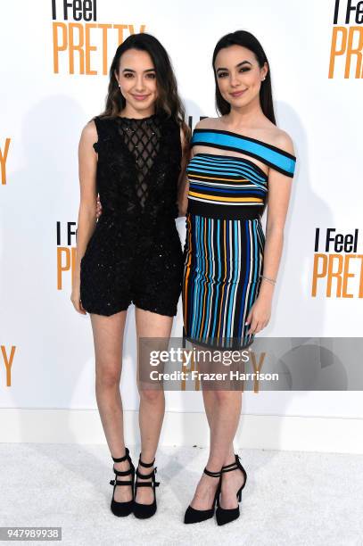 Veronica Merrell and Vanessa Merrell attends the Premiere Of STX Films' "I Feel Pretty" at Westwood Village Theatre on April 17, 2018 in Westwood,...