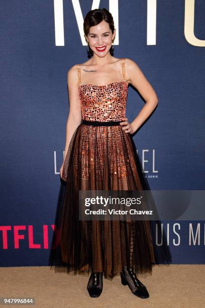 Camila Sodi poses during the Netflix Luis Miguel Premiere Red Carpet at Cinemex Antara on April 17, 2018 in Mexico City, Mexico.