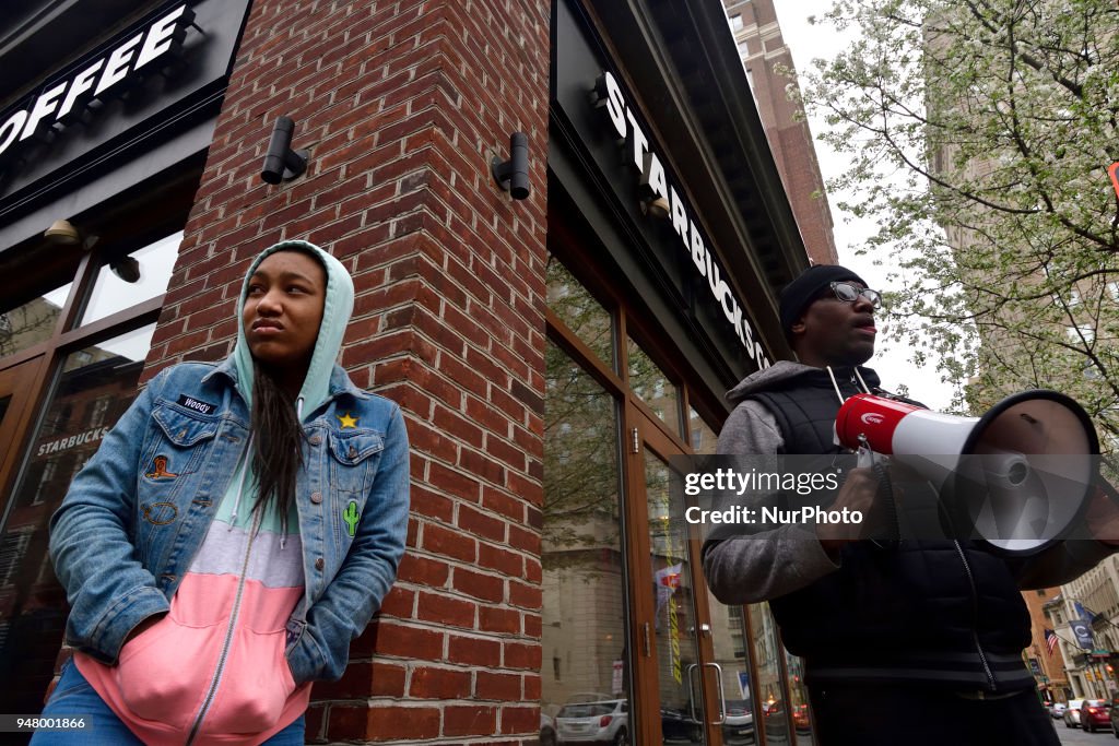 Anti-Racism Protest at Starbucks in Philadelphia, PA