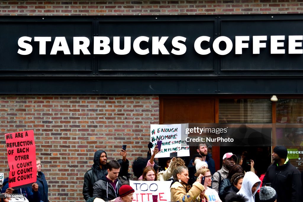 Anti-Racism Protest at Starbucks in Philadelphia, PA