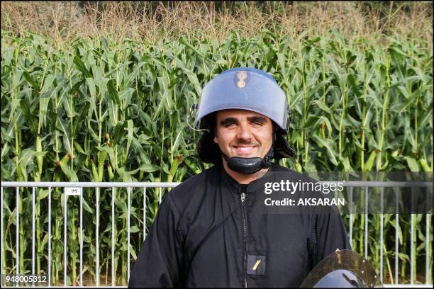 Gendarme en gardien de maïs transgénique. Gendarme en gardien de maïs transgénique.