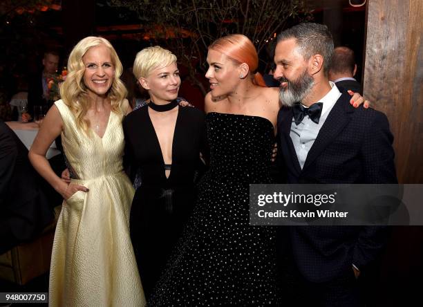 Screenwriter/director Abby Kohn, actors Michelle Williams, Busy Philipps and Screenwriter/director Marc Silverstein pose at the after party for the...