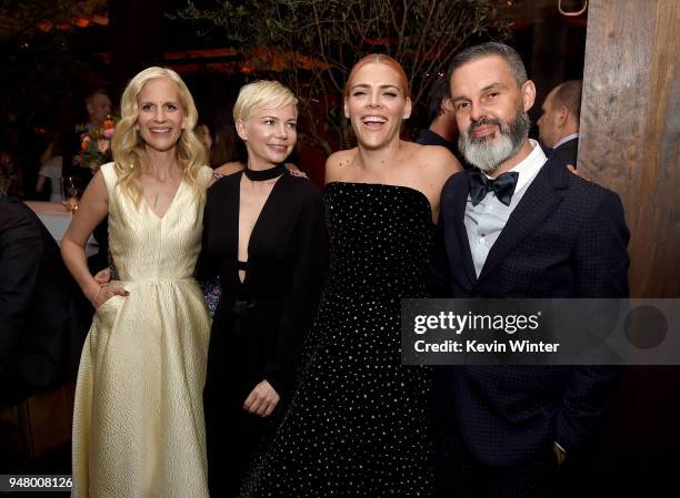 Screenwriter/director Abby Kohn, actors Michelle Williams, Busy Philipps and Screenwriter/director Marc Silverstein pose at the after party for the...