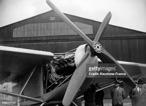 Le moteur et l'hélice de l'avion stratosphérique, circa 1930.