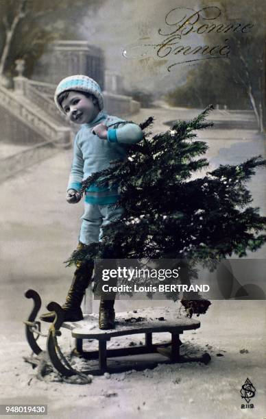 New Year's card from 1919. Une carte postale de la nouvelle année 1919,.