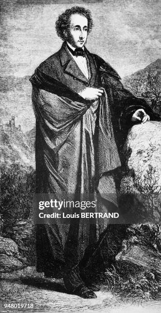 Portrait du compositeur allemand Félix MENDELSSOHN-BARTHOLDY . Son oeuvre se caractérise par un classicisme doublé d'une teinte de romantisme....