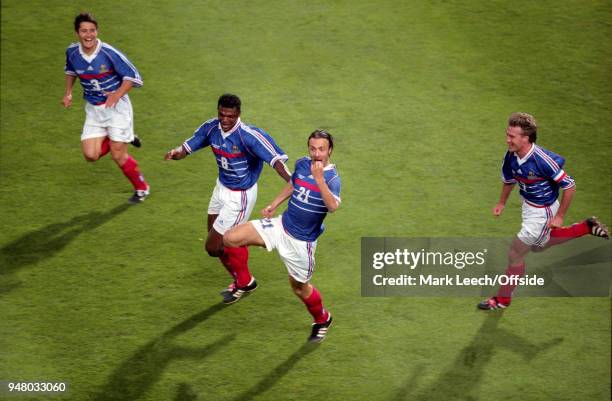 June 1998 Marseille - FIFA World Cup - France v South Africa - Christophe Dugarry of France celebrates his goal