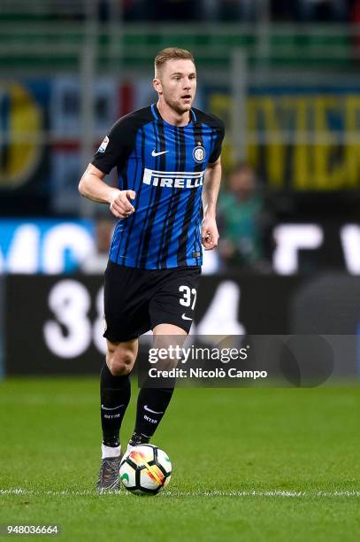 Milan Skriniar of FC Internazionale in action during the Serie A football match between FC Internazionale and Cagliari Calcio. FC Internazionale won...