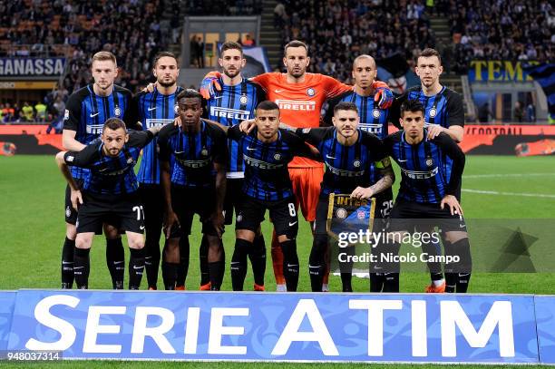 Players of FC Internazionale pose for a team photo prior to the Serie A football match between FC Internazionale and Cagliari Calcio. FC...