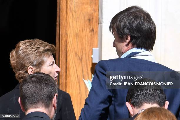 The prefect of Pays de la Loire Nicole Klein and French minister of Ecological and Inclusive Transition of France Nicolas Hulot arrive on April 18,...