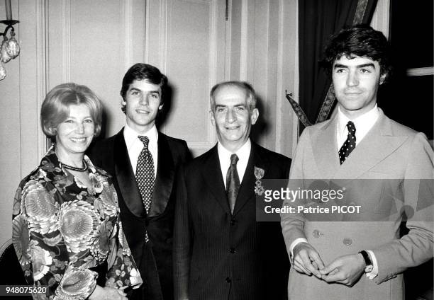 Louis de Funes with wife and sons Olivier and and Patrick.