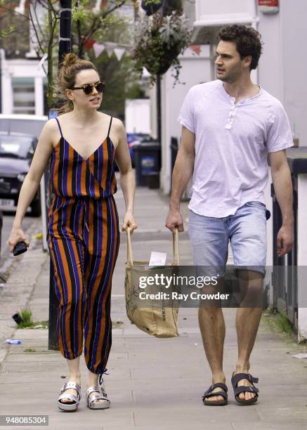 Daisy Ridley seen with rumoured boyfriend Tom Bateman shopping in Primrose Hill on April 18, 2018 in London, England