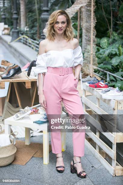 Spanish actress Marta Hazas presents Merkal collection at Atocha greenhouse on April 18, 2018 in Madrid, Spain.