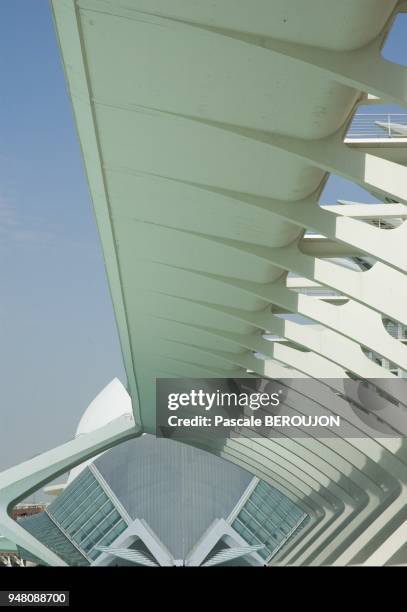 BATIMENT MODERNE DU MUSEE DES SCIENCES DANS LA CITE DES ARTS ET SCIENCES, VALENCE, ESPAGNE.