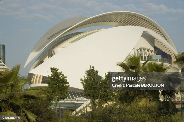 PALAIS DES ARTS DANS LA CITE DES ARTS ET SCIENCES, VALENCE, ESPAGNE.