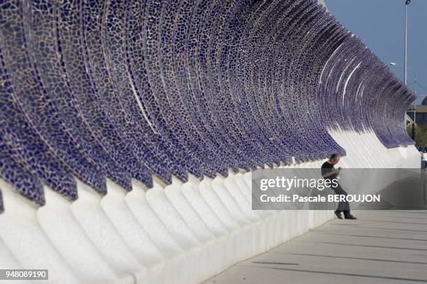 CITE DES ARTS ET SCIENCES, JARDINS ET MOSAIQUES, VALENCE, ESPAGNE.