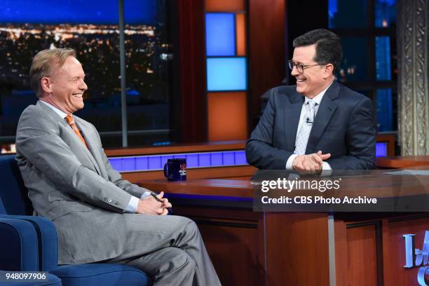 The Late Show with Stephen Colbert and guest John Dickerson during Monday's April 16, 2018 show.