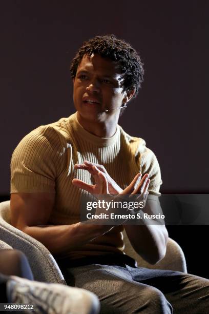 Percelle Ascott attends The Innocents panel during Netflix 'See What's Next' event at Villa Miani on April 18, 2018 in Rome, Italy.