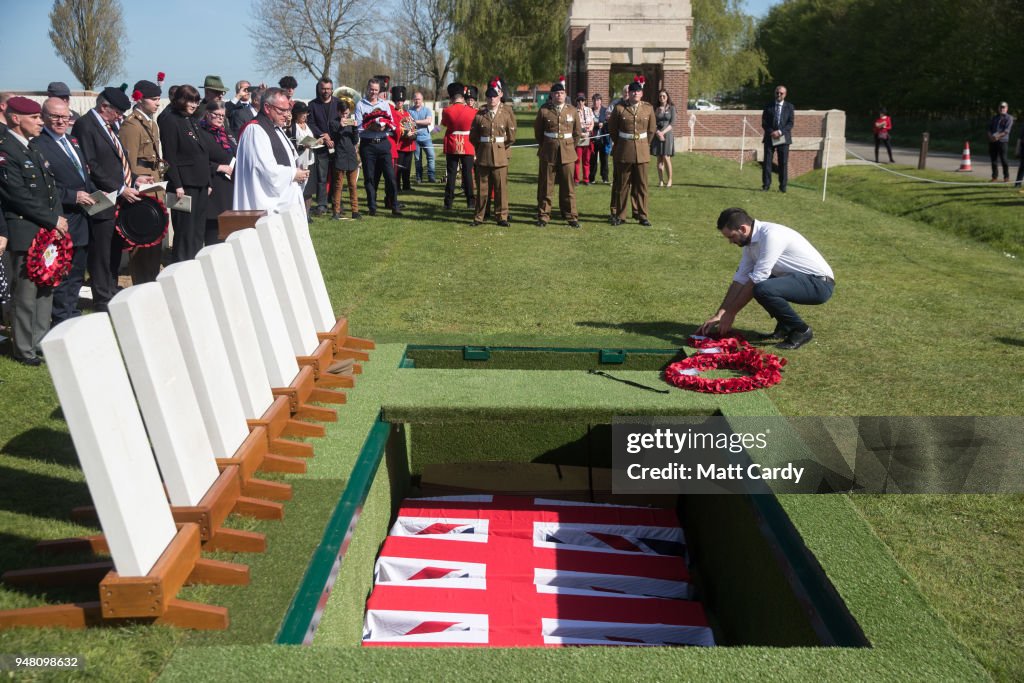 Re-burial Of The Remains Of Seven British WW1 Soldiers Takes Place Near The Fields Where They Fell