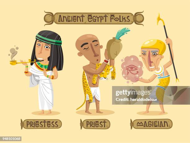 bildbanksillustrationer, clip art samt tecknat material och ikoner med forntida egypten tecken set - historical clothing