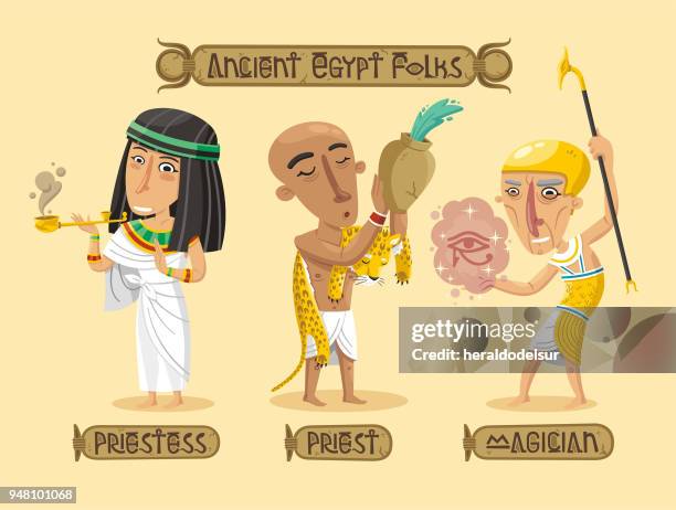 ancient egypt characters set - senior water women stock illustrations