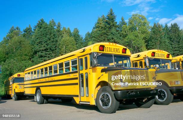 Transports scolaires dans la région de Saguenay, près du lac Saint-Jean.
