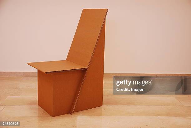 cardboard recycled chair - cardboard stock pictures, royalty-free photos & images