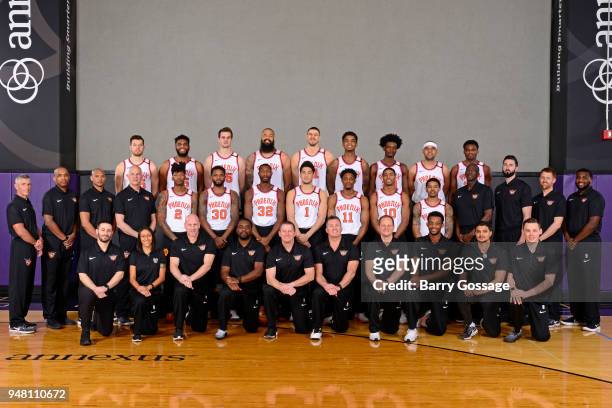 The Phoenix Suns pose for a team at Talking Stick Resort Arena in Phoenix, Arizona on March 27, 2018. NOTE TO USER: User expressly acknowledges and...