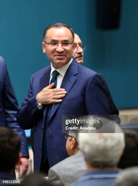 Turkish Deputy Prime Minister and government spokesperson Bekir Bozdag attends the press conference of Turkish President Recep Tayyip Erdogan at the...