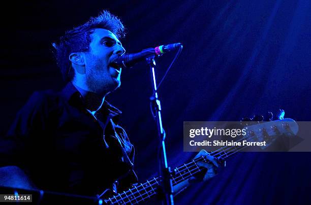 James Cook of Delphic performs at Manchester Central on December 18, 2009 in Manchester, England.